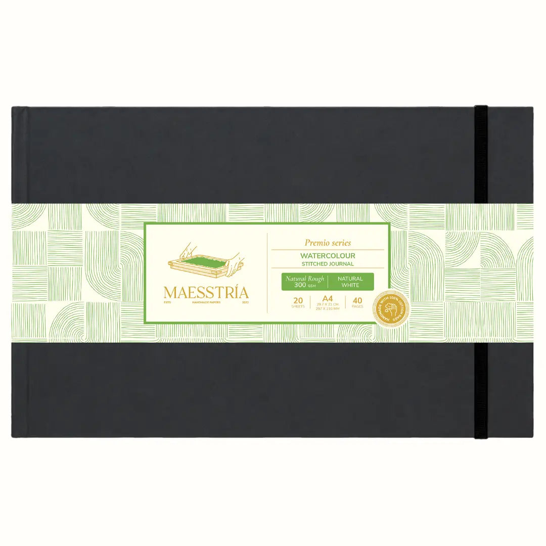 Maesstría Premio Hard Cover Watercolour Stitched Journals- Natural Rough