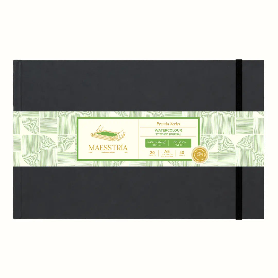 Maesstría Premio Hard Cover Watercolour Stitched Journals- Natural Rough